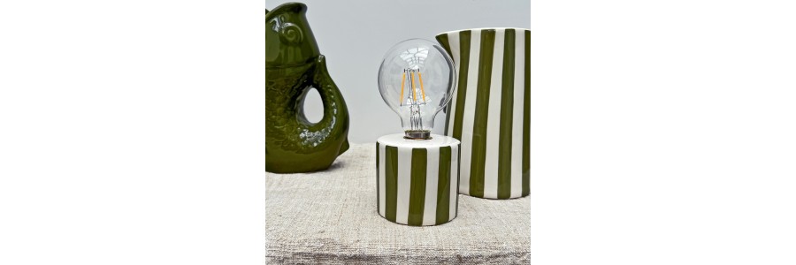 Lampe mini rayures kaki