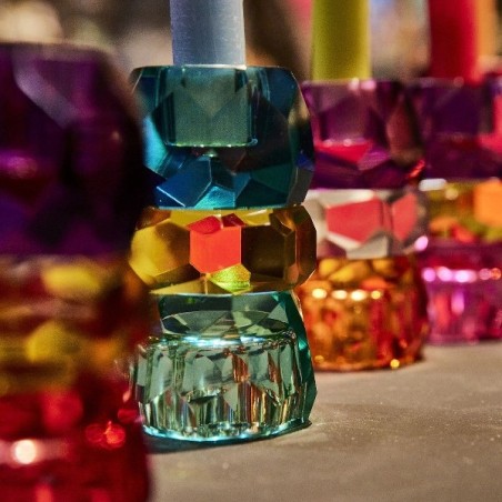 Bougeoir crystal turquoise